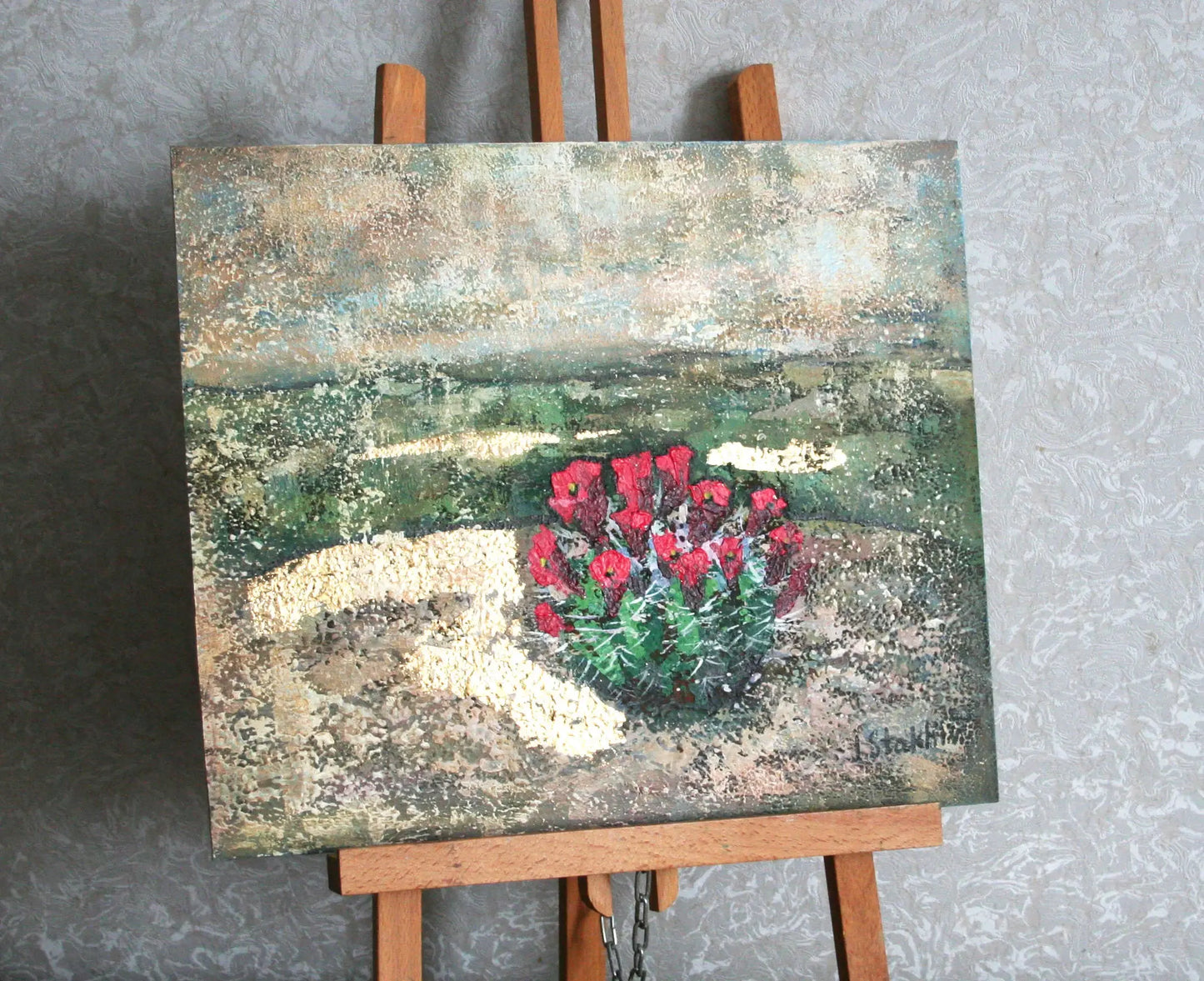 Cactus painting — original landscape painting, Texas desert wall art
