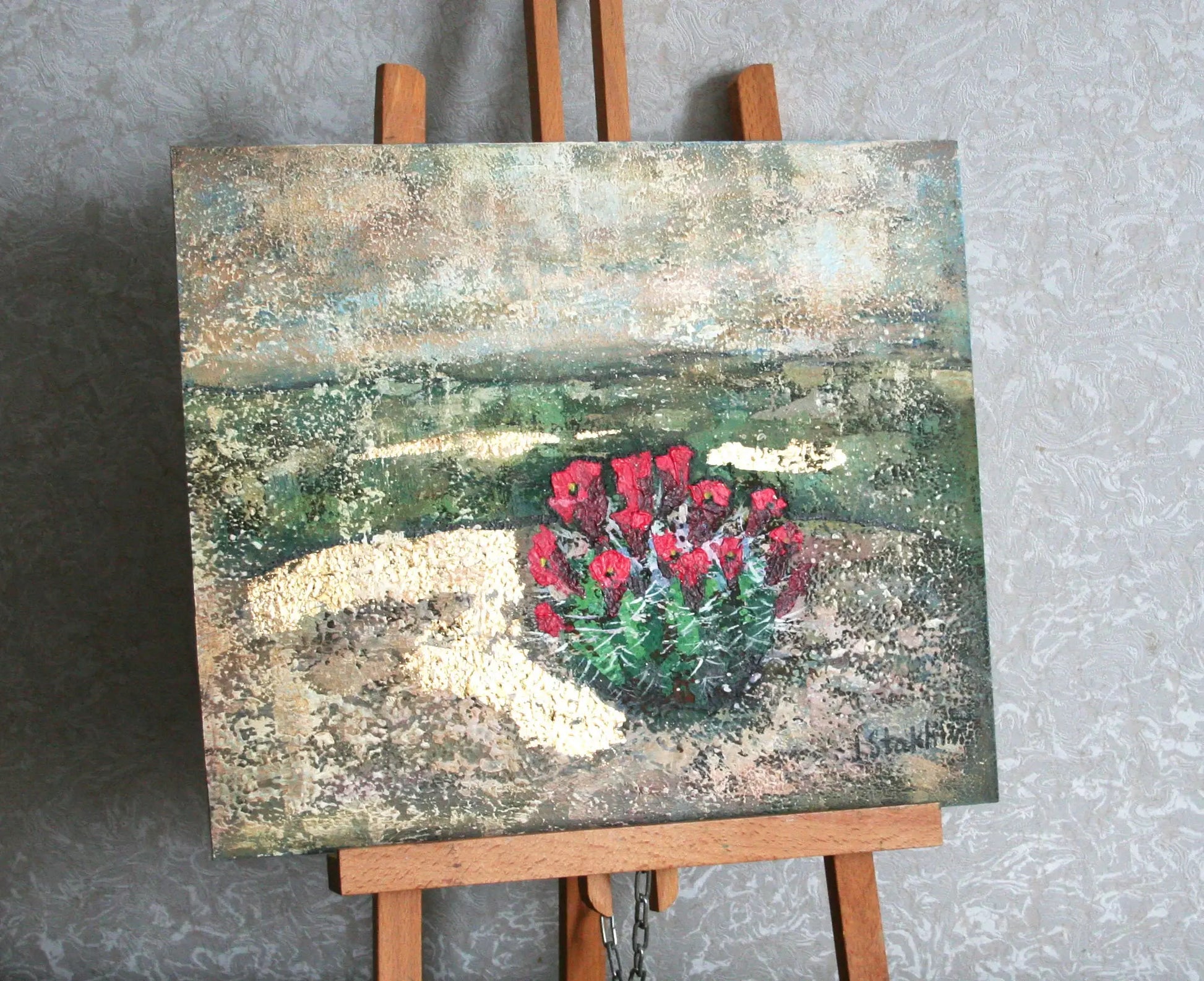 Cactus painting — original landscape painting, Texas desert wall art