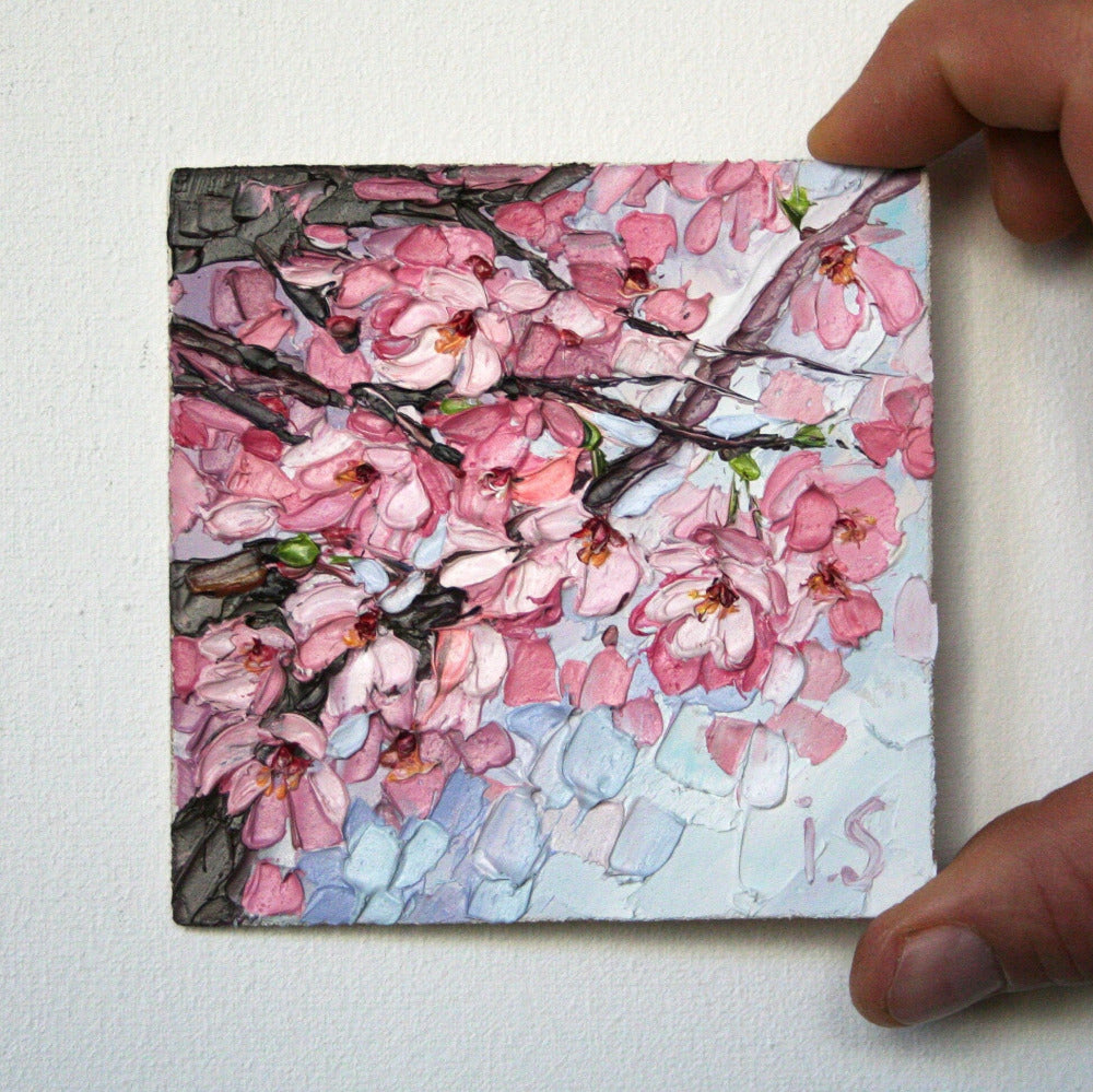 Cherry blossom mini painting – original floral art 