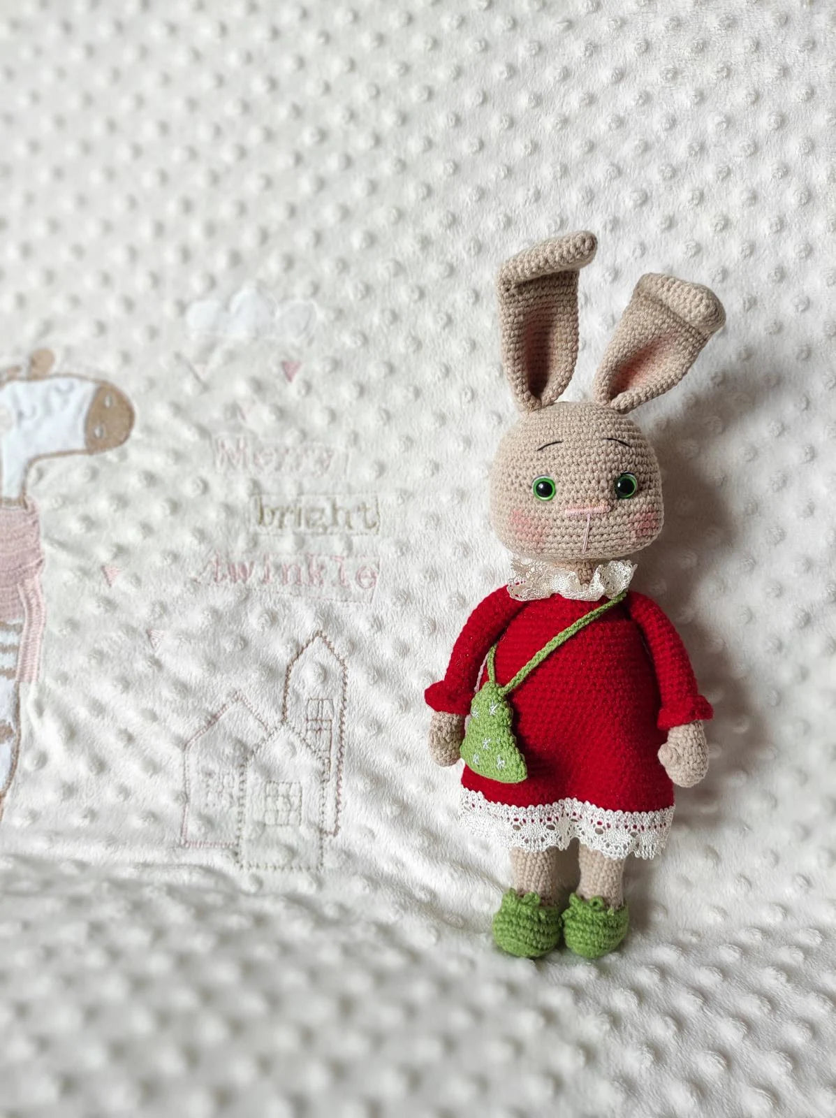 Crochet rabbit toy — handmade stuffed animal 30cm, ready to ship gift for little girl