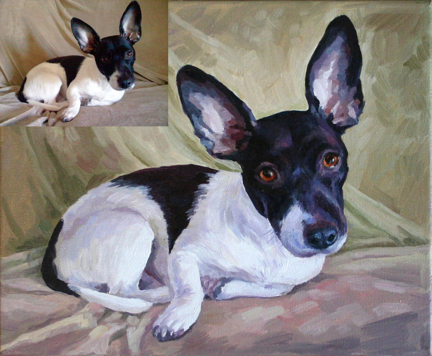Custom dog portrait oil painting – commission pet portrait from photo, hand-painted original