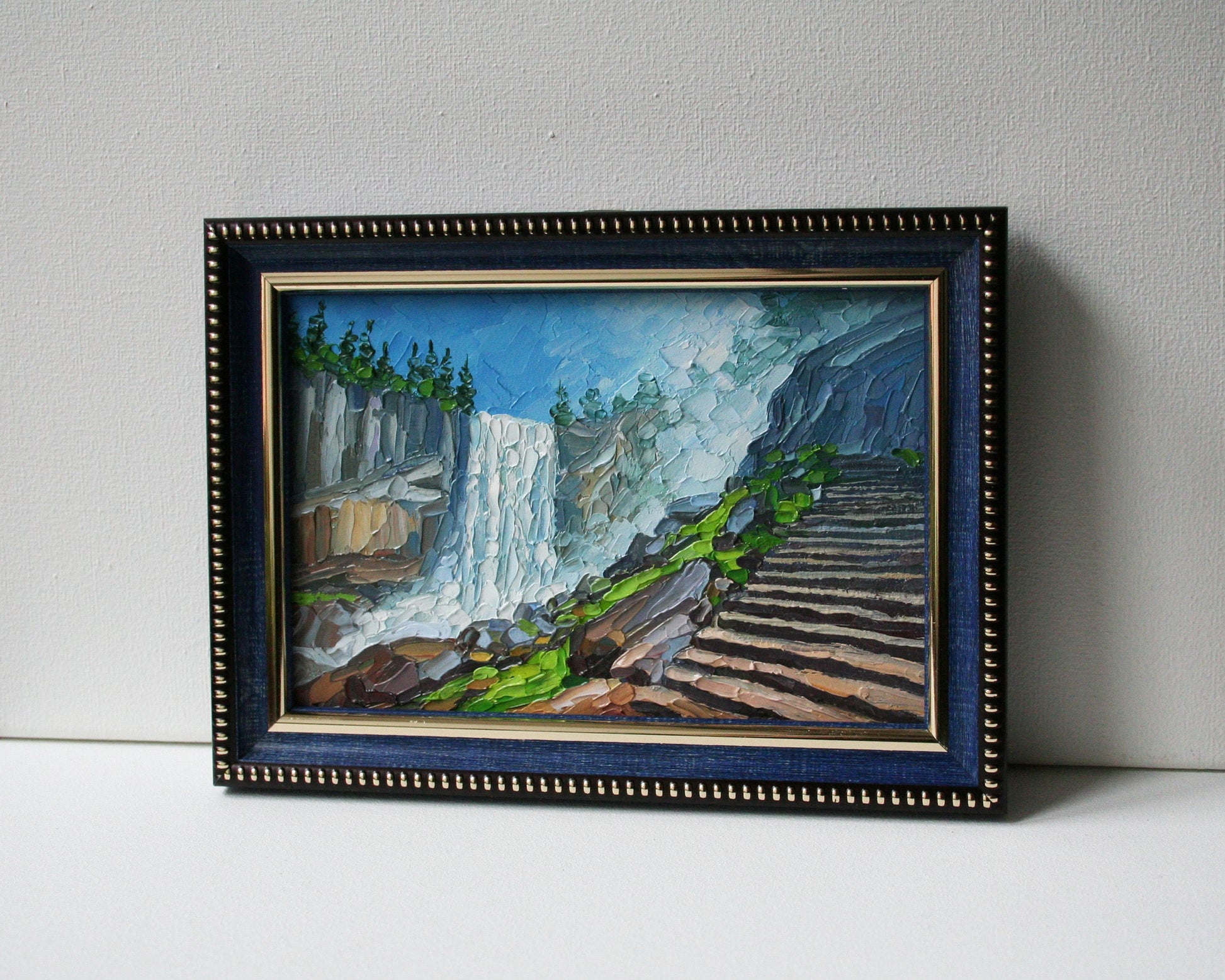 Custom landscape oil painting 4x6 framed, impasto palette knife technique by Iryna Stakhiv"