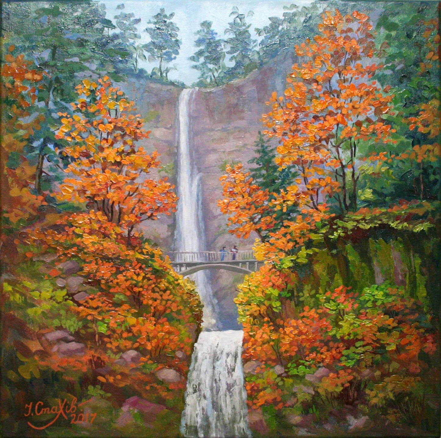 Custom oil painting commission process, original landscape artwork on stretched canvas