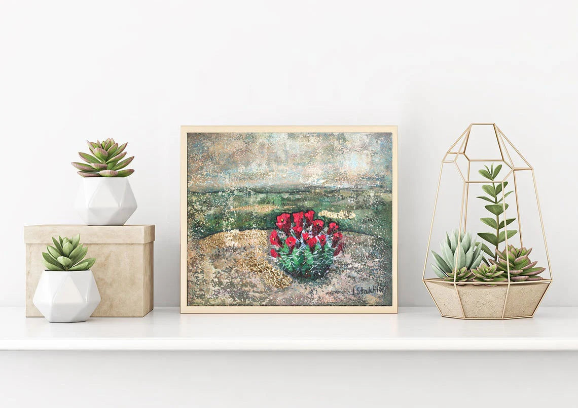 Desert painting — original cactus painting by Iryna Stakhiv, home decor