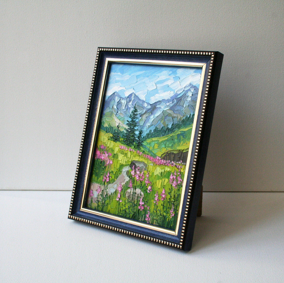 Glacier National Park tiny framed oil painting 13x18 cm, original mini art by Iryna Stakhiv