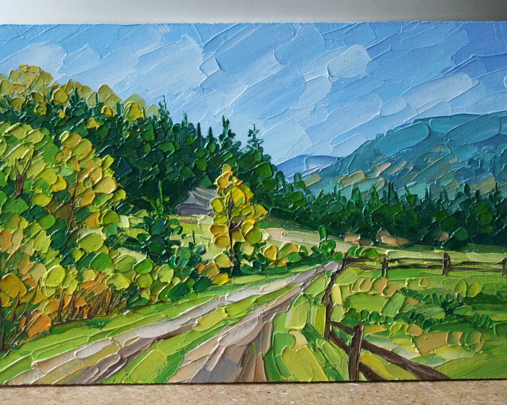 Hand-painted landscape from photo, 4x6 inch framed artwork, modern impressionism