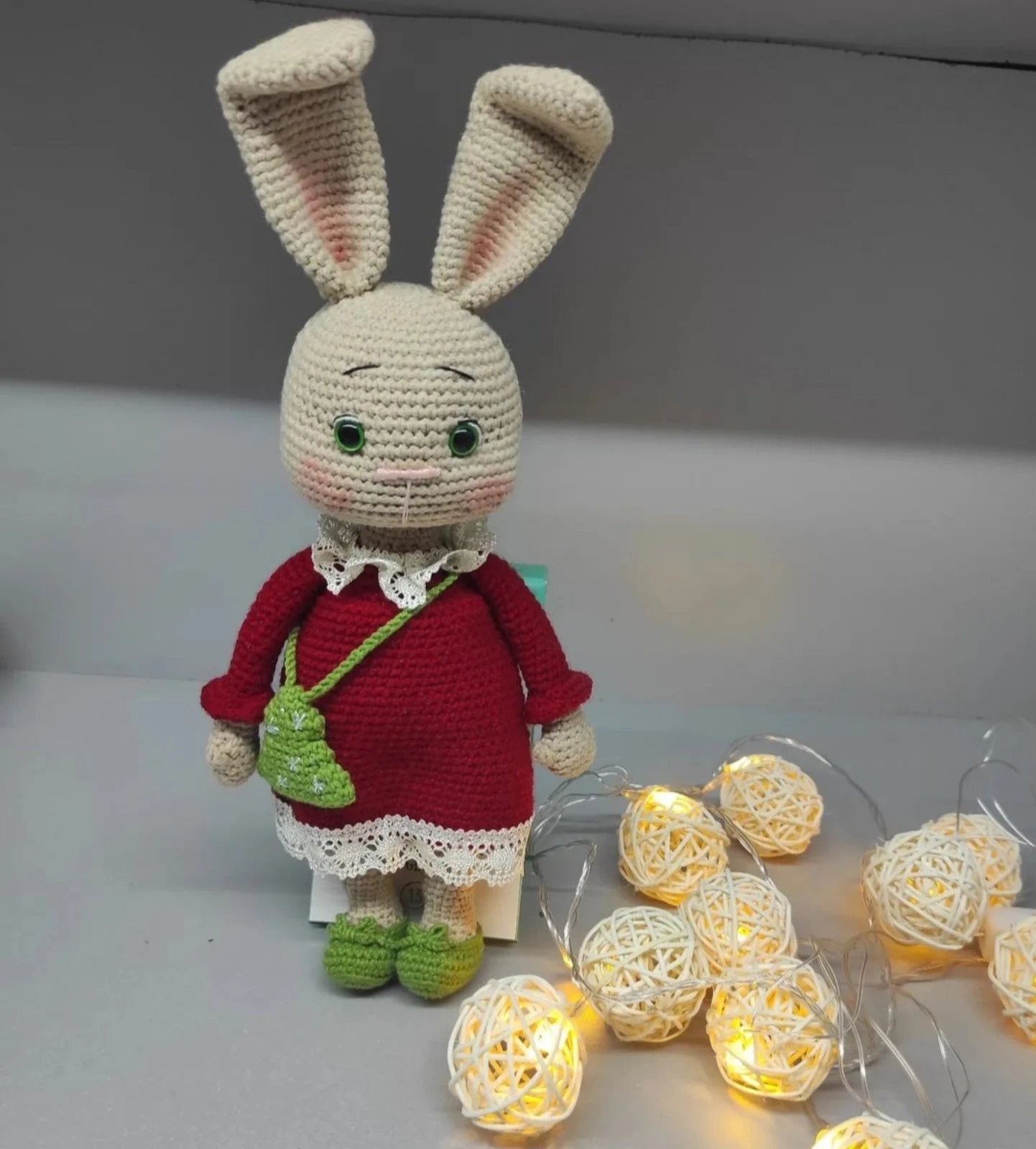 Handmade crochet bunny with accessories — unique amigurumi rabbit, Ukrainian craft