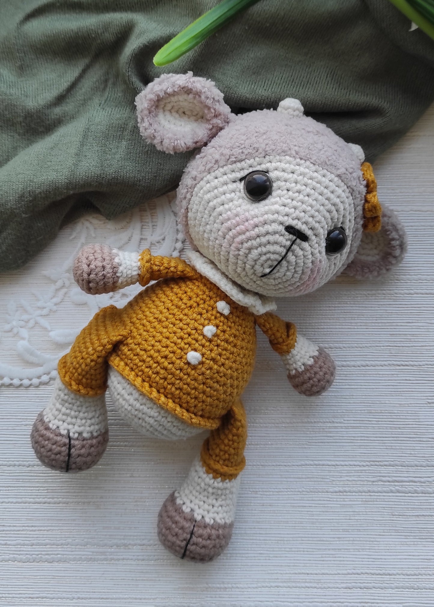 Soft artisan crochet lamb for nursery decor