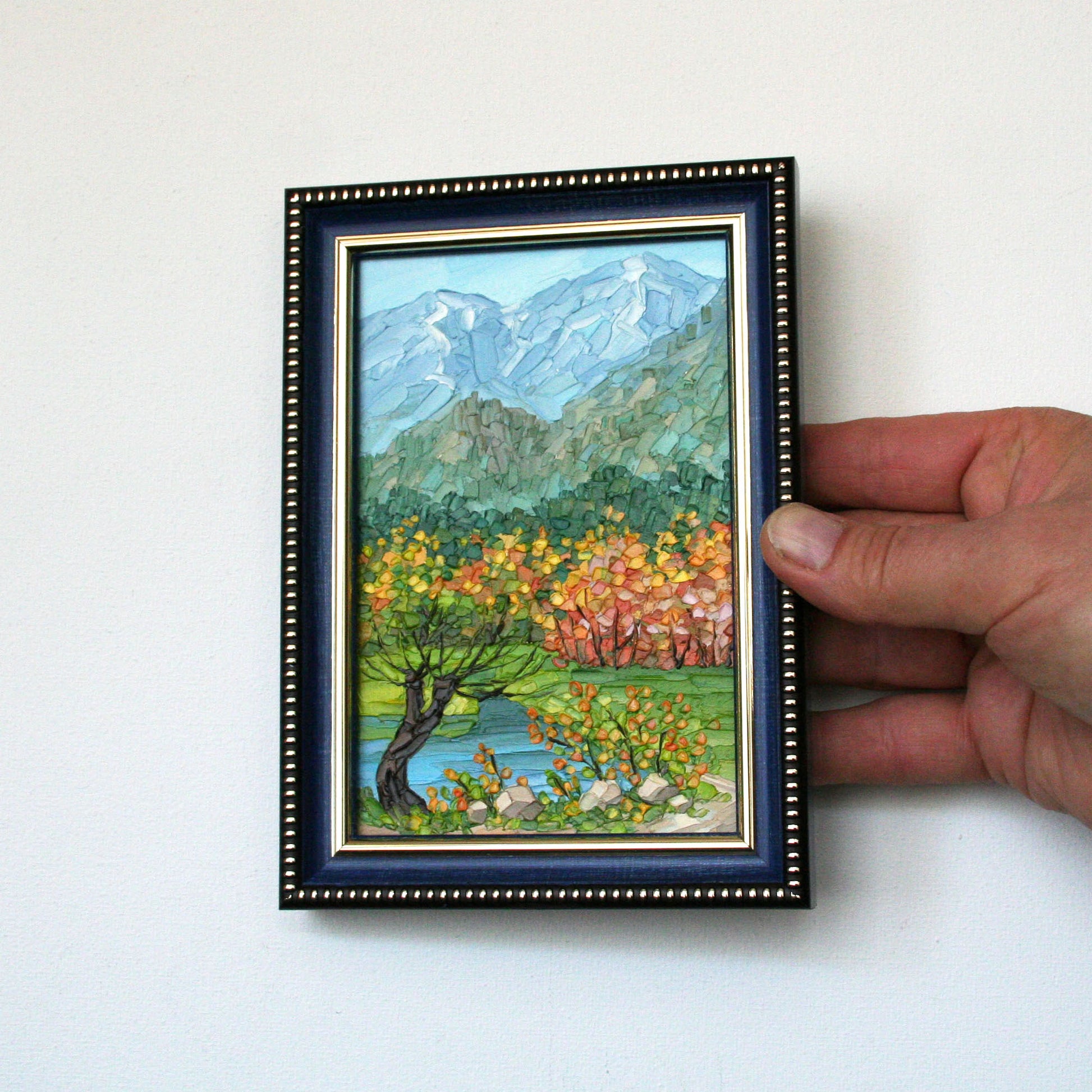 Framed miniature landscape oil painting by Iryna Stakhiv