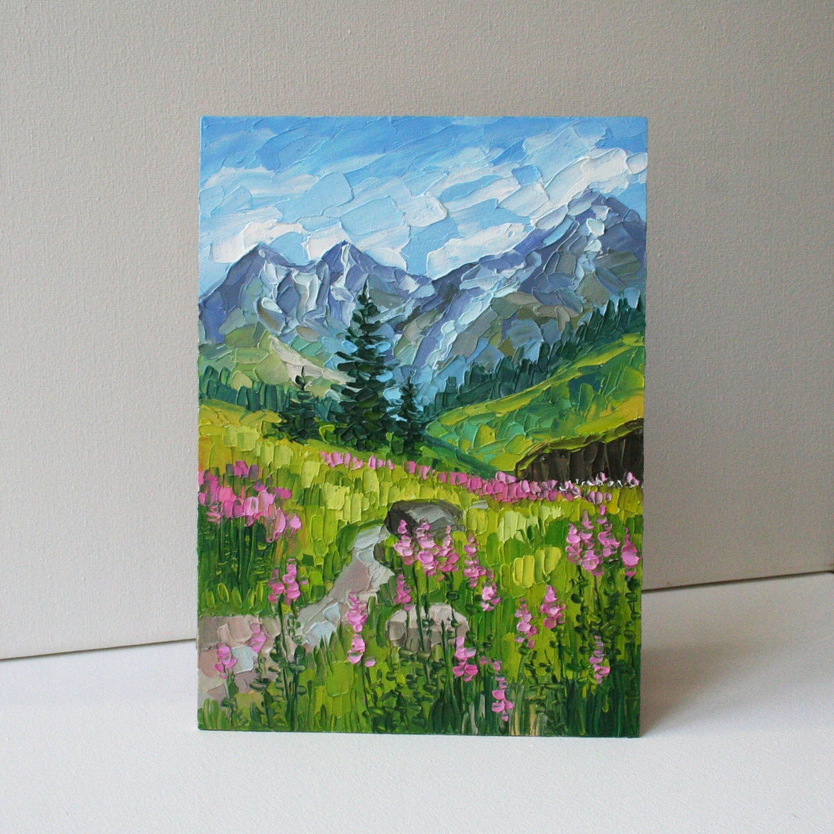 Montana mountain landscape original oil painting on hard panel, made to order national park art