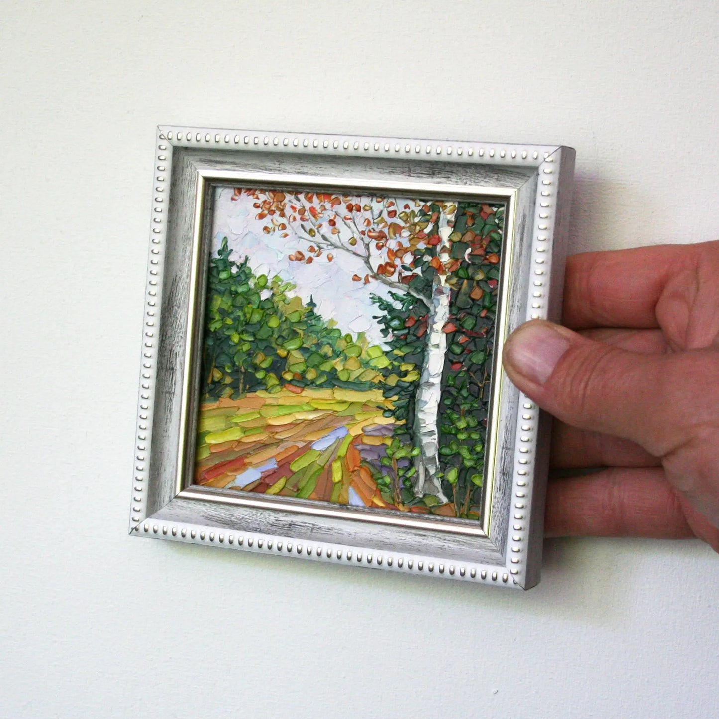 Original mini oil painting in frame — New England art, impasto