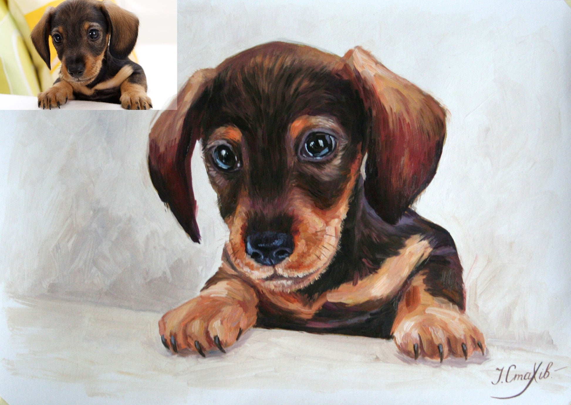 Personalized dog portrait oil painting – custom commission art gift, hand-painted on canvas