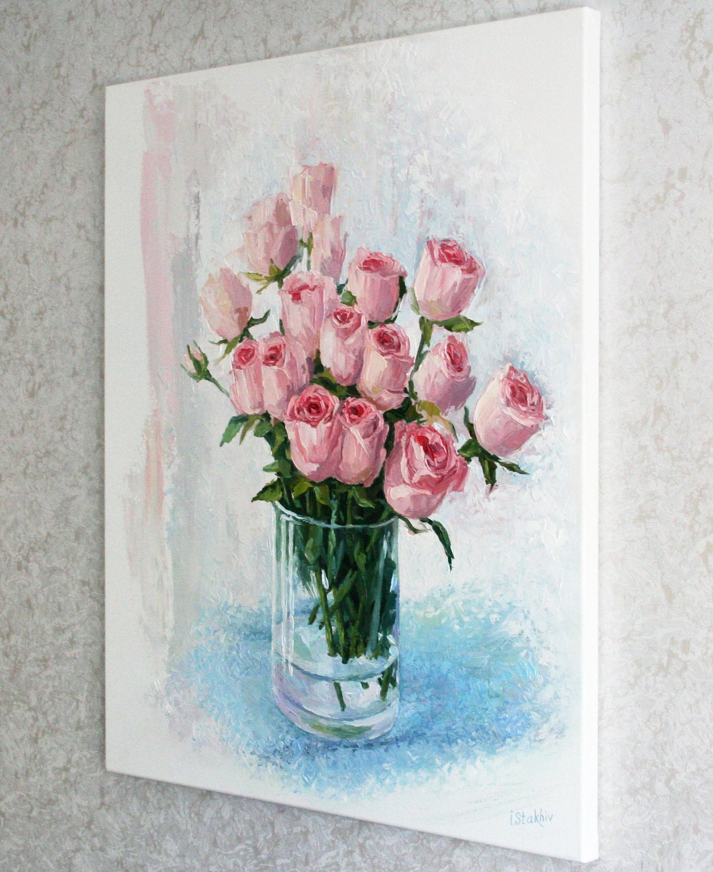 Rose bouquet original oil painting, modern impressionism floral art by Iryna Stakhiv