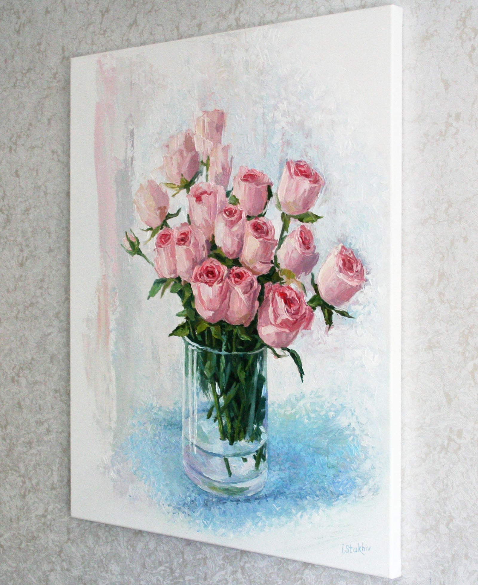 Rose bouquet original oil painting, modern impressionism floral art by Iryna Stakhiv