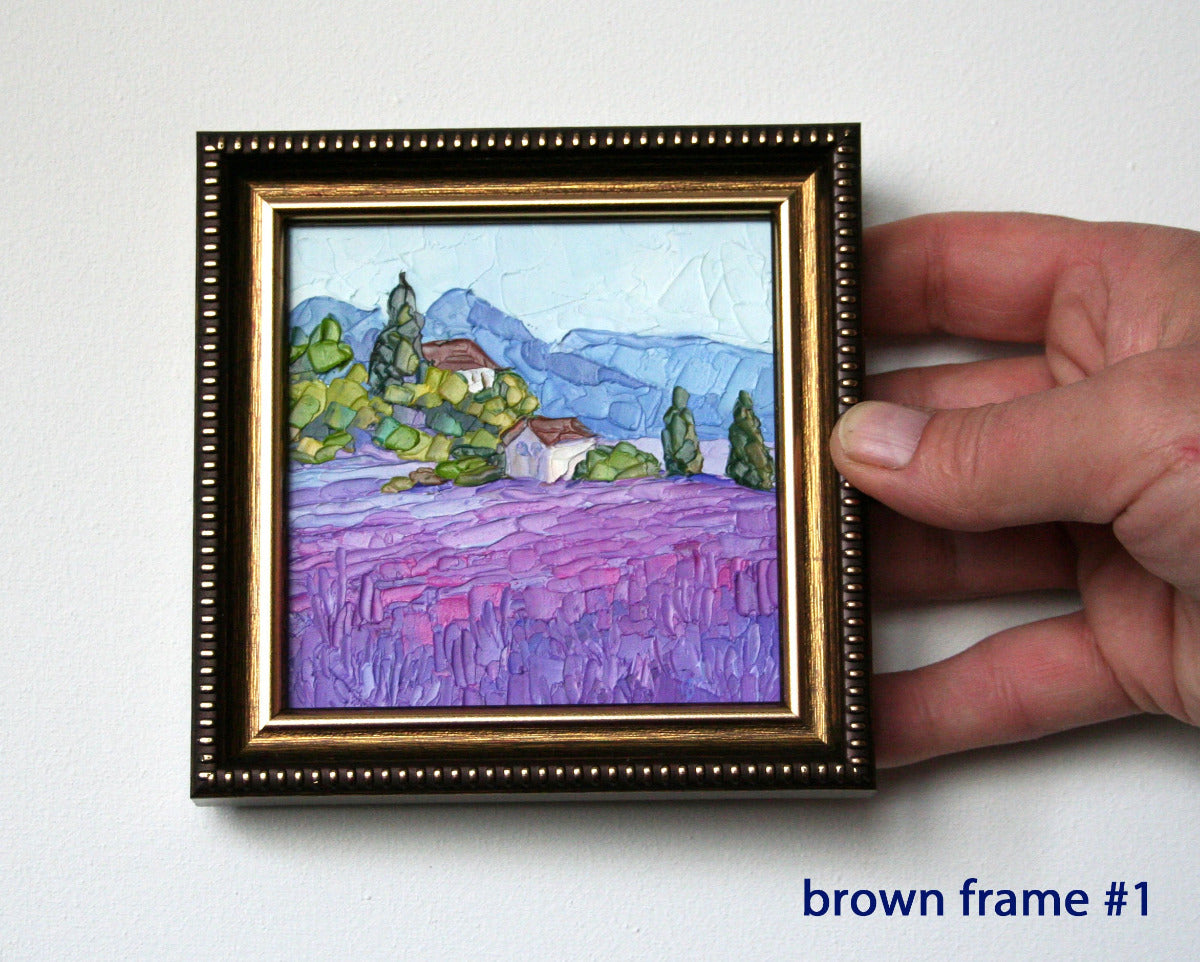 Small framed Provence landscape oil painting, original lavender fields art gift idea by Iryna Stakhiv