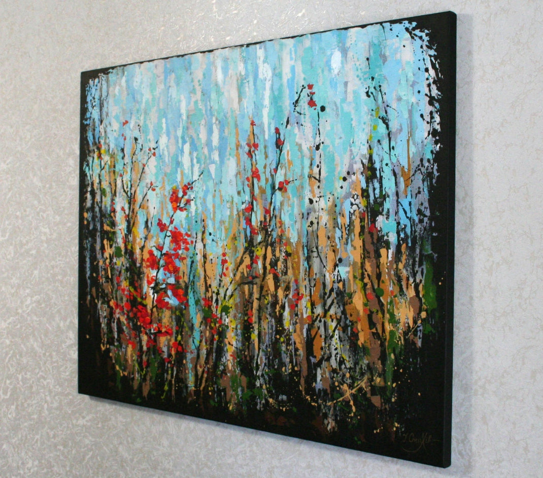 Vermont painting by Iryna Stakhiv — large wall art above couch, New England autumn landscape