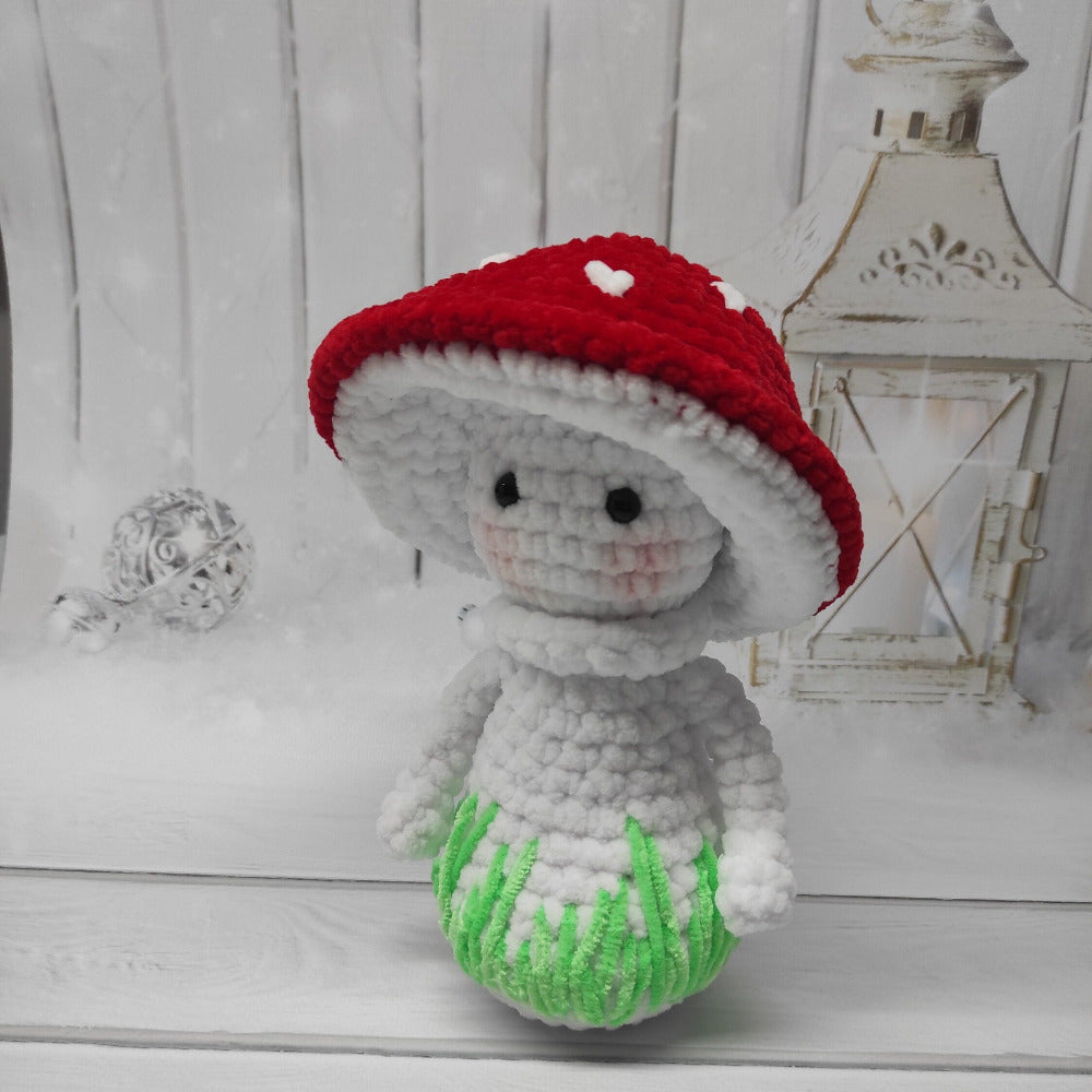 andmade crochet mushroom plush toy – crochet soft decor toadstool 15cm