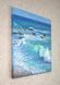 Original California seascape oil painting side view showing gallery wrapped canvas edges, Laguna Beach waves impasto art