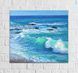 Laguna Beach seascape oil painting, original California ocean waves palette knife impasto art 16x16 inches