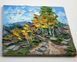 Original birch tree painting close-up, textured palette knife impasto autumn landscape by Iryna Stakhiv