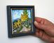 Original mini oil painting birch trees fall landscape, textured impasto art framed, Rocky Mountain Path 4x4