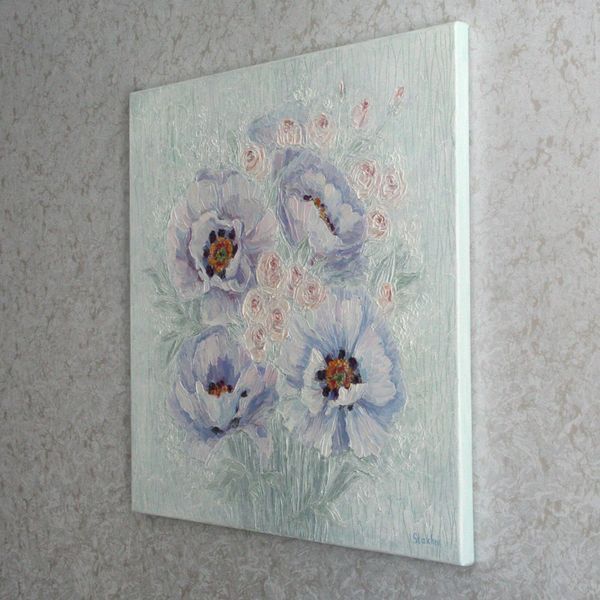 Textured Peony Oil Paintig on Canvas