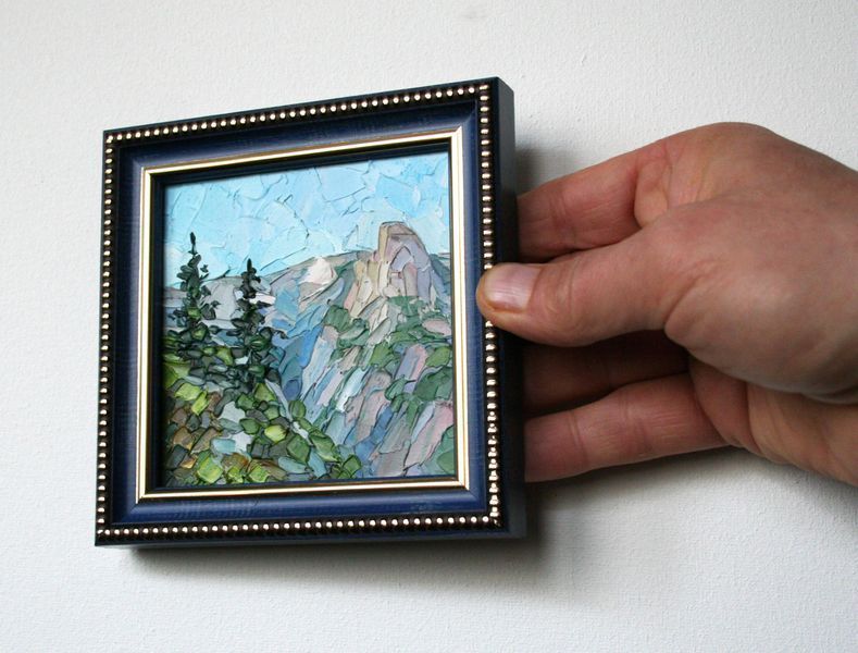 Custom Mini Oil Painting from Photo: Framed 4x4 Miniature Landscape, Palette Knife Art - without frame