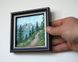Original framed 4x4 landscape painting Rocky Mountains, impasto palette knife technique