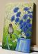 Sparrow and Cornflowers Oil Painting 8x12", Textured Blue Wildflowers and Bird Impasto Canvas Art