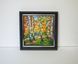 Original mini oil painting of New England birch forest in fall foliage, framed, palette knife impasto technique