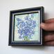 original tiny oil painting, blue lflower impasto art