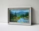 Mountain River Mini Oil Painting: California Landscape Original Art, Impasto, Palette Knife