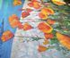 Orange California poppies close-up, impasto texture palette knife oil painting