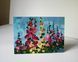 Framed Mini Painting of Hollyhocks 4x6, Original Ukrainian Art for Shelf or Wall Gallery