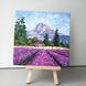 Oregon Lavender Fields original miniature oil painting, Mount Hood palette knife impasto art