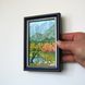 Small 4x6 original oil painting of a majestic mountain range above a calm lake