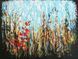 Autumn Vermont painting &mdash; original acrylic landscape painting 24&times;32, abstract autumn trees with turquoise sky