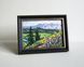 Mountain landscape mini oil painting 4x6, original framed palette knife wildflower art by Iryna Stakhiv