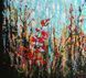 Detail of original acrylic painting on canvas &mdash; golden autumn trees, abstract Vermont landscape