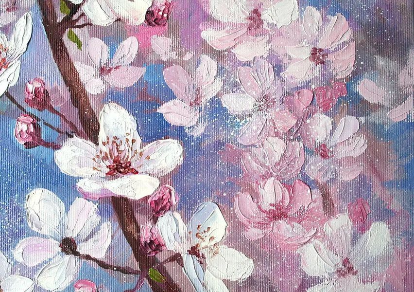 original oil painting of cherry blossoms, spring art 16x24